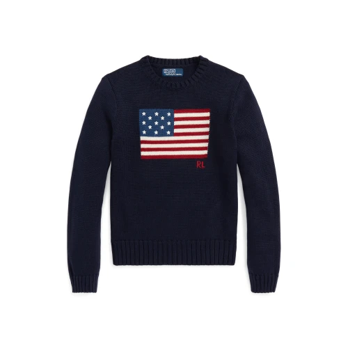  Γυναικείο Βαμβακερό Πουλόβερ Flag  Crewneck Polo Ralph Lauren