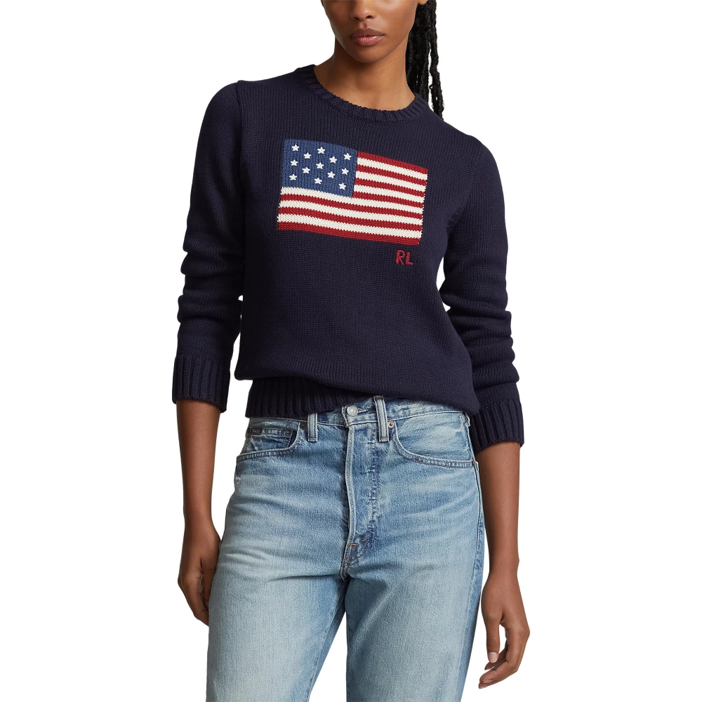  Γυναικείο Βαμβακερό Πουλόβερ Flag  Crewneck Polo Ralph Lauren