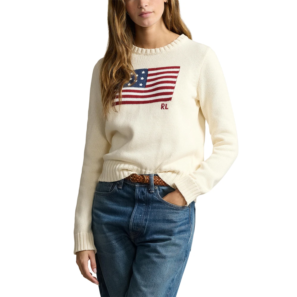  Γυναικείο Βαμβακερό Πουλόβερ Flag  Crewneck Polo Ralph Lauren