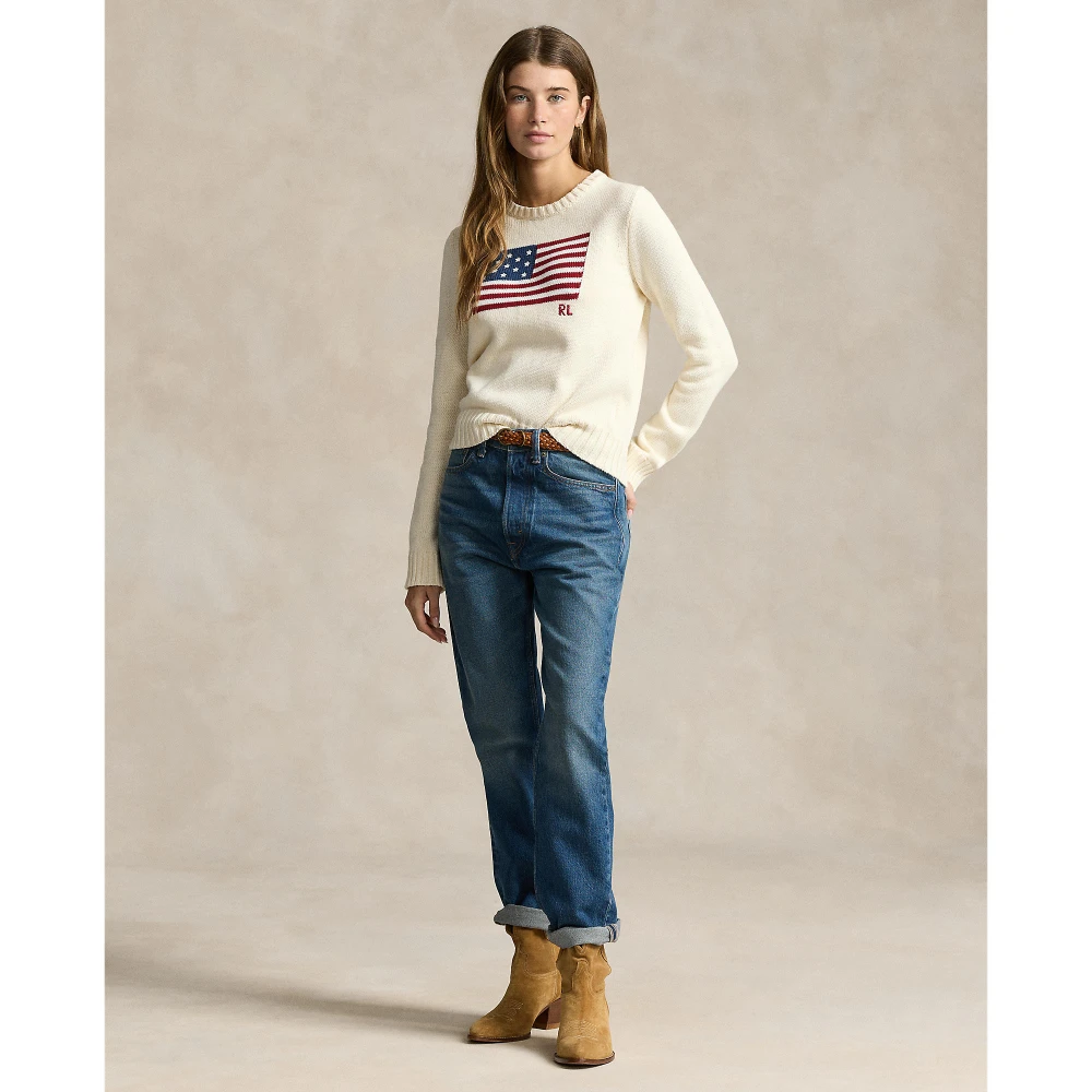  Γυναικείο Βαμβακερό Πουλόβερ Flag  Crewneck Polo Ralph Lauren