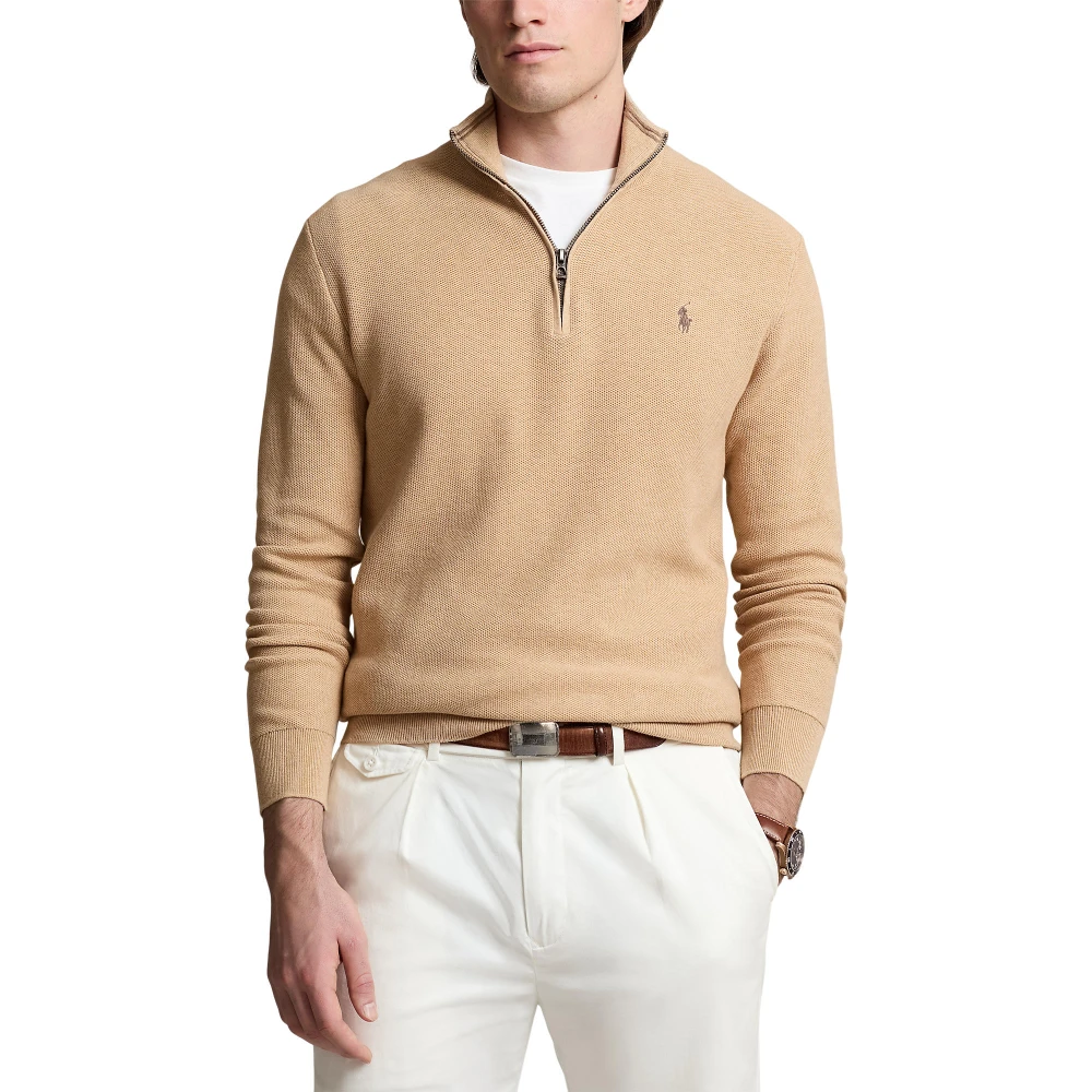 Ανδρικό Βαμβακερό Πουλόβερ Mesh-Knit  Quarter-Zip Polo Ralph Lauren