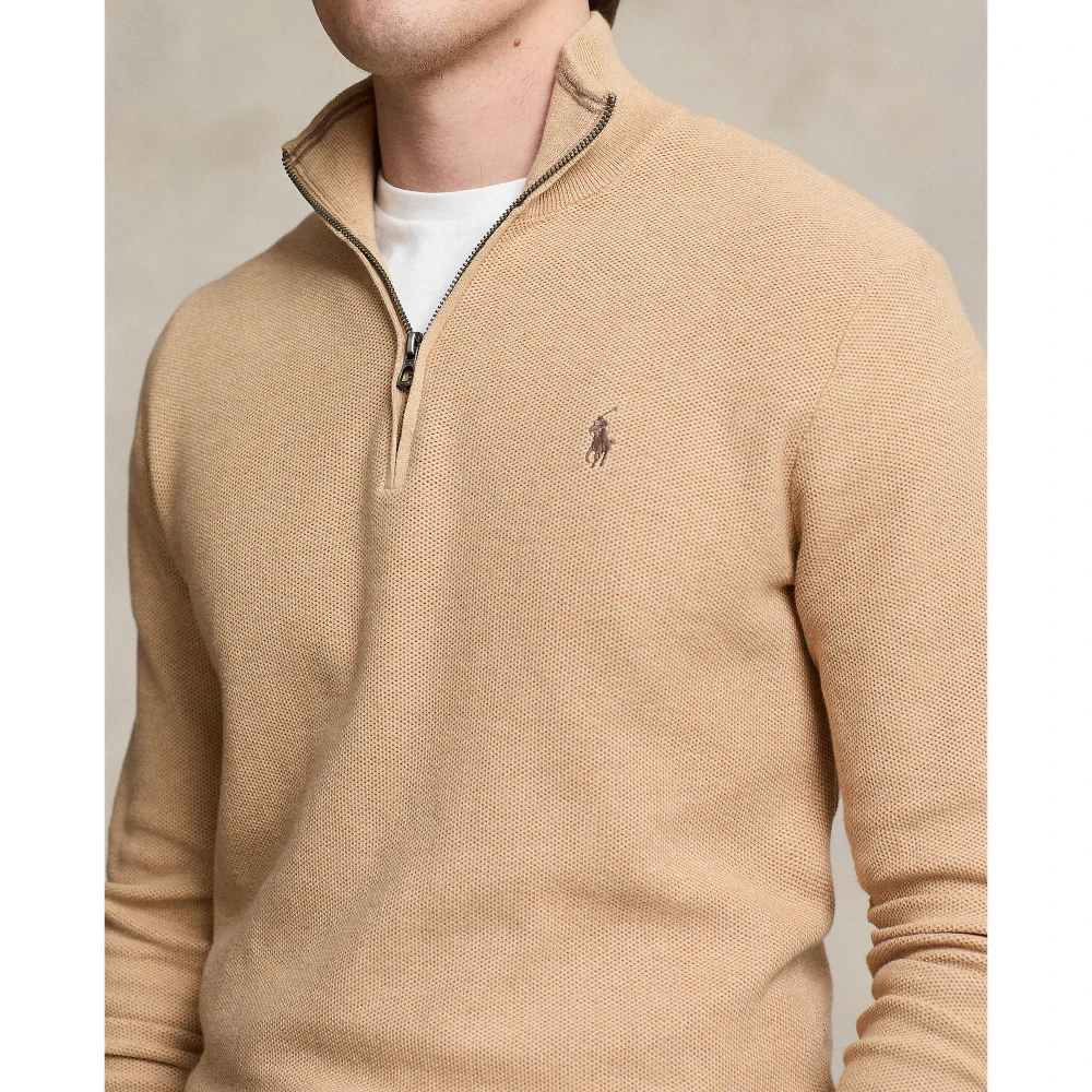 Ανδρικό Βαμβακερό Πουλόβερ Mesh-Knit  Quarter-Zip Polo Ralph Lauren