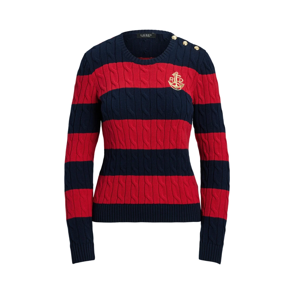 Γυναικείο Πουλόβερ Striped Button-Trim Cable-Knit Polo Ralph Lauren
