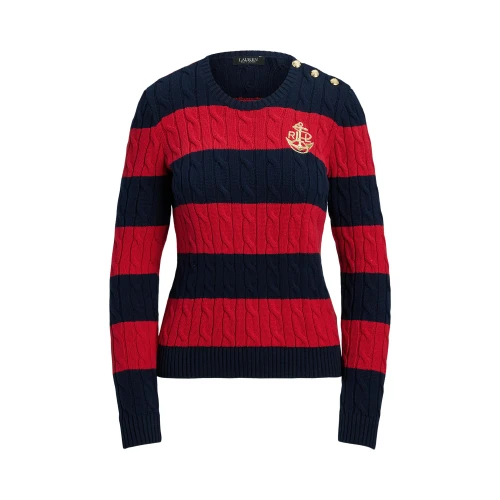 Γυναικείο Πουλόβερ Striped Button-Trim Cable-Knit Polo Ralph Lauren