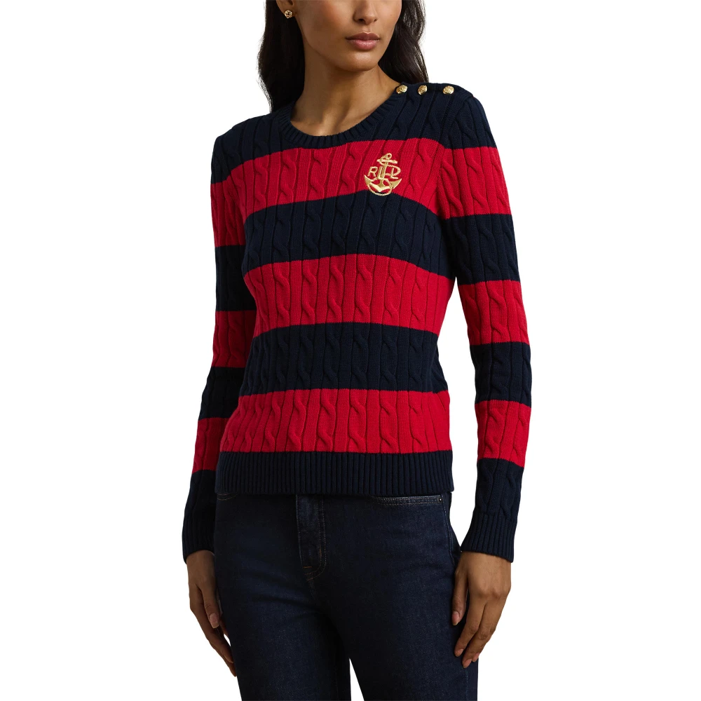 Γυναικείο Πουλόβερ Striped Button-Trim Cable-Knit Polo Ralph Lauren