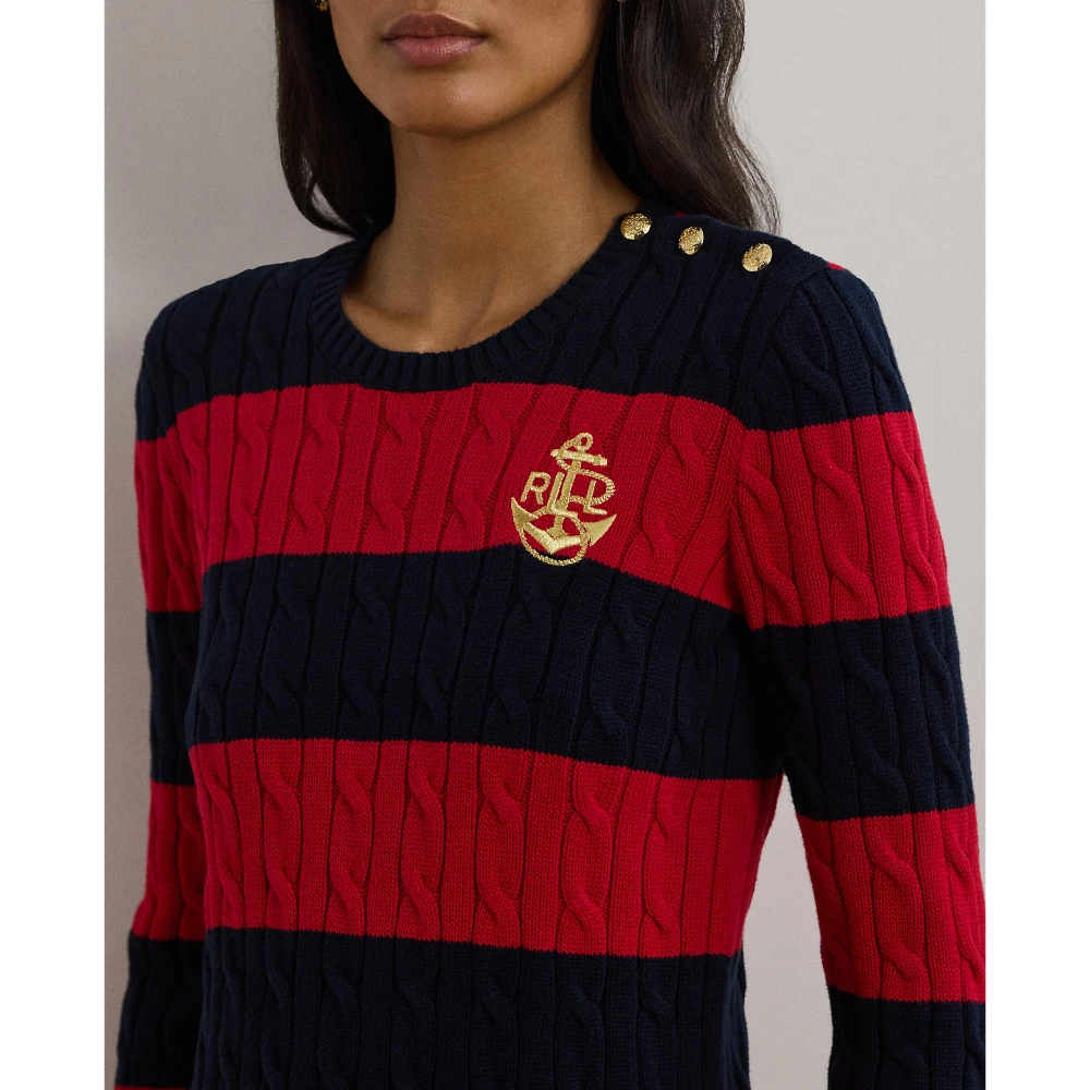 Γυναικείο Πουλόβερ Striped Button-Trim Cable-Knit Polo Ralph Lauren