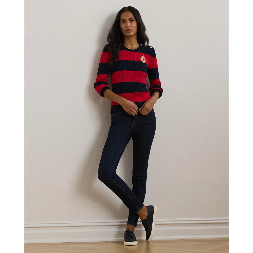 Γυναικείο Πουλόβερ Striped Button-Trim Cable-Knit Polo Ralph Lauren