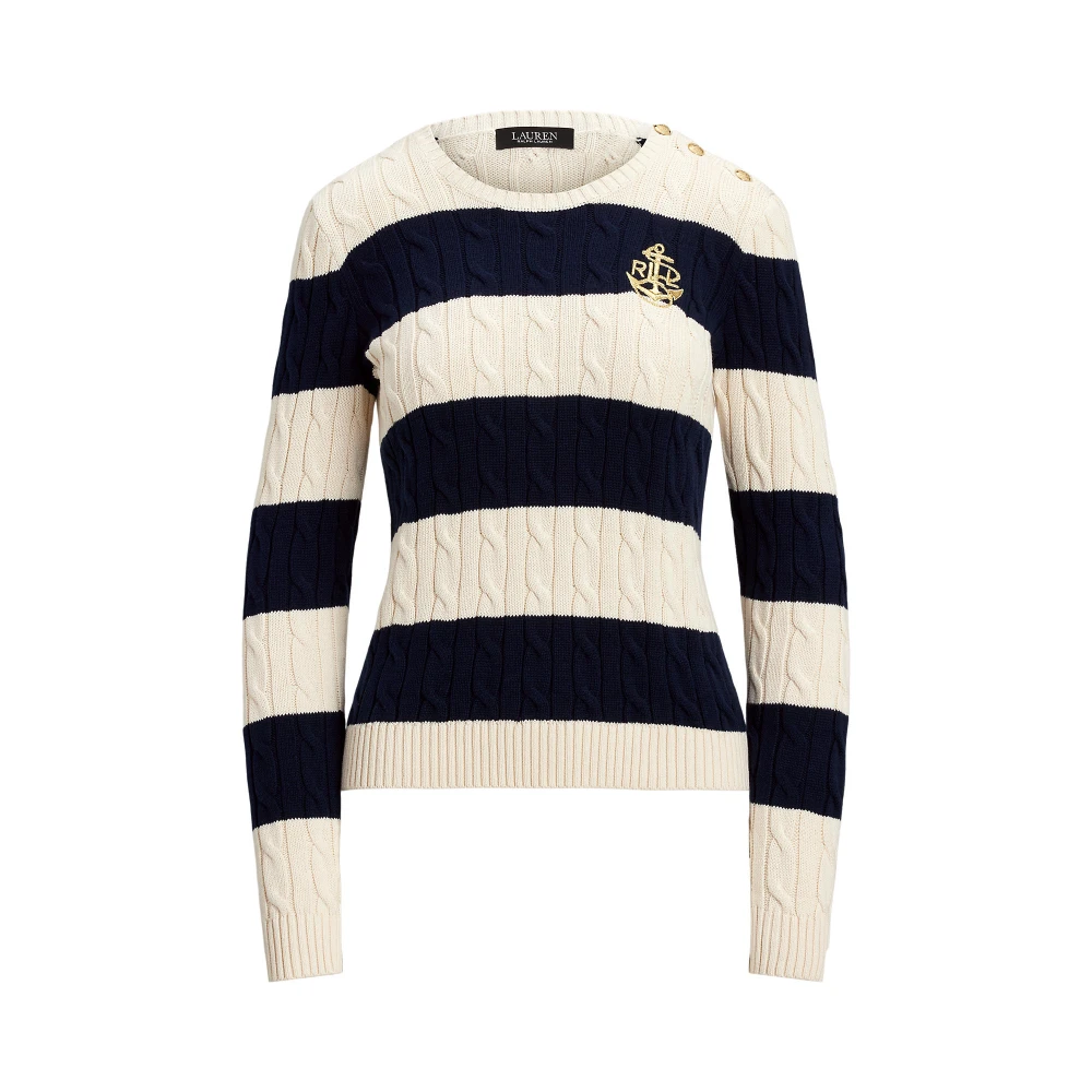 Γυναικείο Πουλόβερ Striped Button-Trim Cable-Knit Polo Ralph Lauren