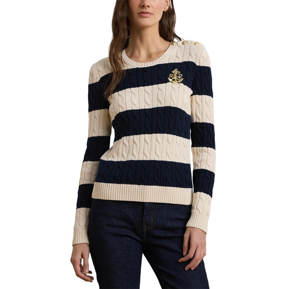 Γυναικείο Πουλόβερ Striped Button-Trim Cable-Knit Polo Ralph Lauren
