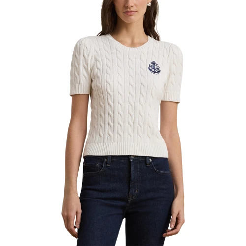 Γυναικείο Βαμβακερό Πουλόβερ Cable-Knit  Short-Sleeve Polo Ralph Lauren