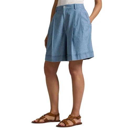 Γυναικεία Βερμούδα Pleated Cotton Chambray Short  Polo Ralph Lauren