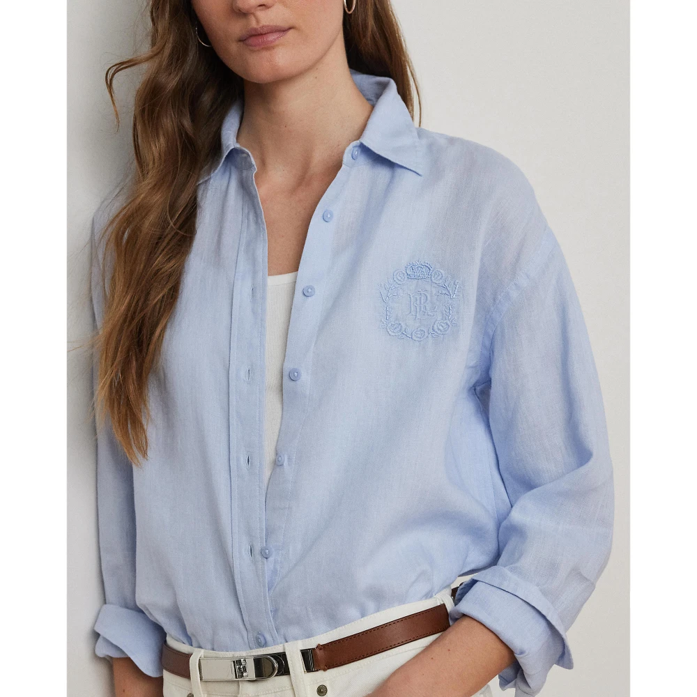 Γυναικείο Λινό Πουκάμισο Oversize Striped Floral-Logo  Polo Ralph Lauren