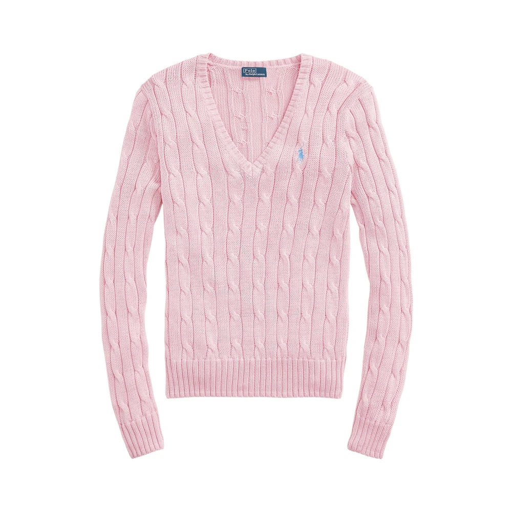 Πλεκτή βαμβακερή μπλούζα V με πλέξη cable-knit Polo Ralph Lauren