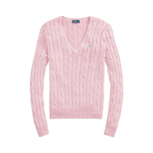 Πλεκτή βαμβακερή μπλούζα V με πλέξη cable-knit Polo Ralph Lauren