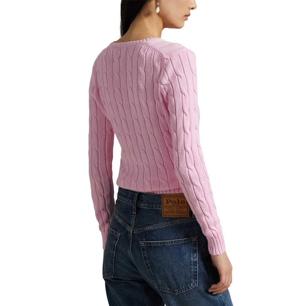 Πλεκτή βαμβακερή μπλούζα V με πλέξη cable-knit Polo Ralph Lauren