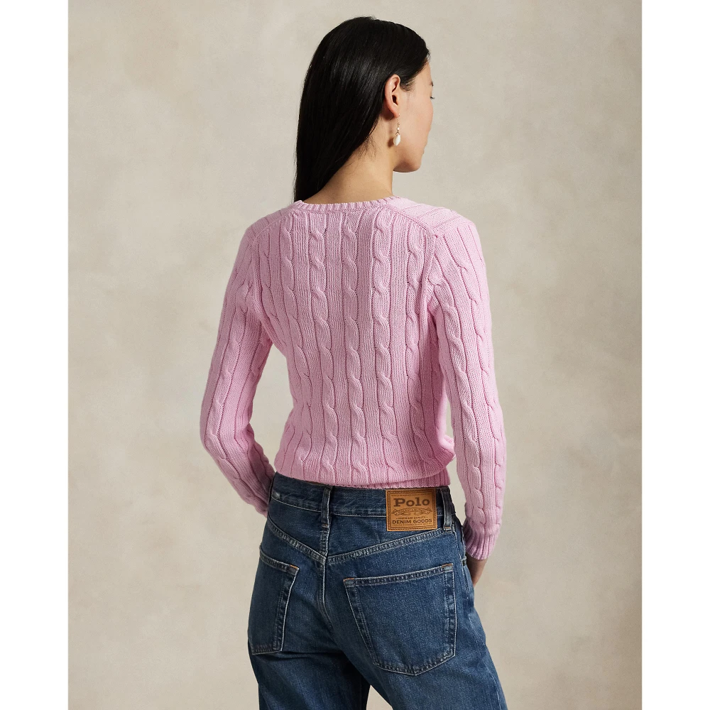 Πλεκτή βαμβακερή μπλούζα V με πλέξη cable-knit Polo Ralph Lauren