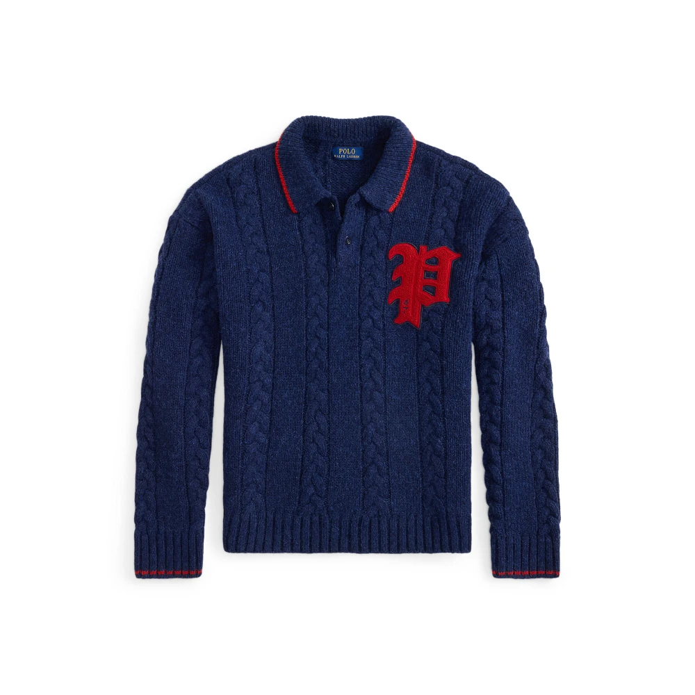 Πουλόβερ με πλεξούδα, γιακά Polo και γράμμα Polo Ralph Lauren