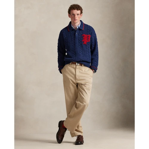 Πουλόβερ με πλεξούδα, γιακά Polo και γράμμα Polo Ralph Lauren