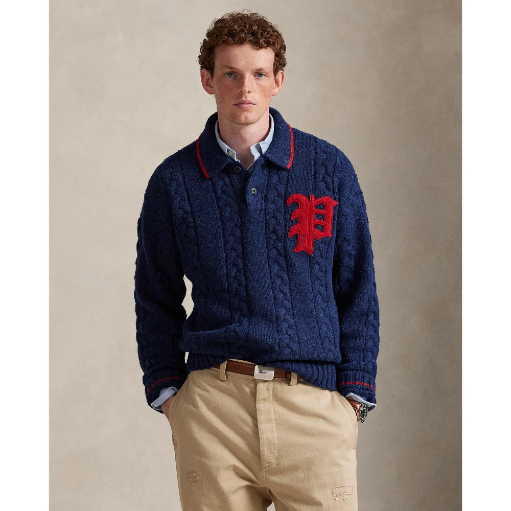 Πουλόβερ με πλεξούδα, γιακά Polo και γράμμα Polo Ralph Lauren