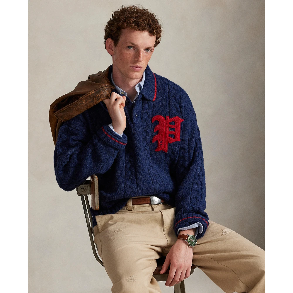 Πουλόβερ με πλεξούδα, γιακά Polo και γράμμα Polo Ralph Lauren
