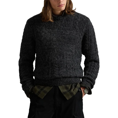 Πουλόβερ με ρόμβους (Aran-knit) και γιακά ρολό με σημαία Polo Ralph Lauren