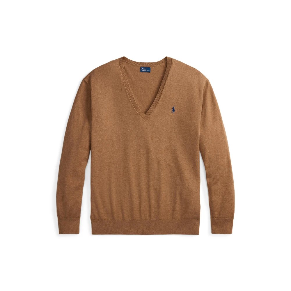 Πλεκτή μπλούζα από βαμβάκι με V λαιμόκοψη Polo Ralph Lauren