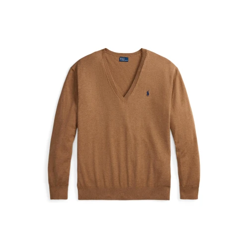 Πλεκτή μπλούζα από βαμβάκι με V λαιμόκοψη Polo Ralph Lauren