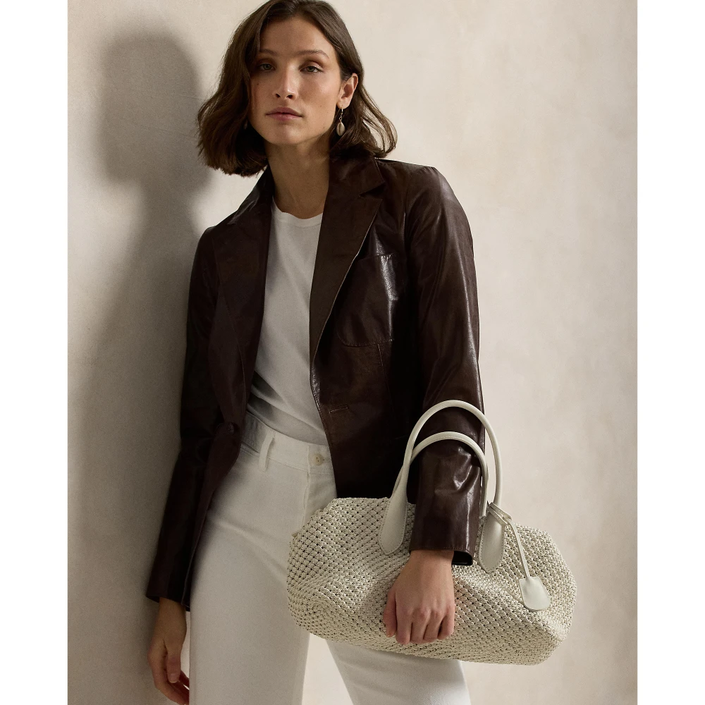 Γυναικεία Τσάντα Χειρός Polo Ralph Lauren WVN Leather Bellport Stitch Medium