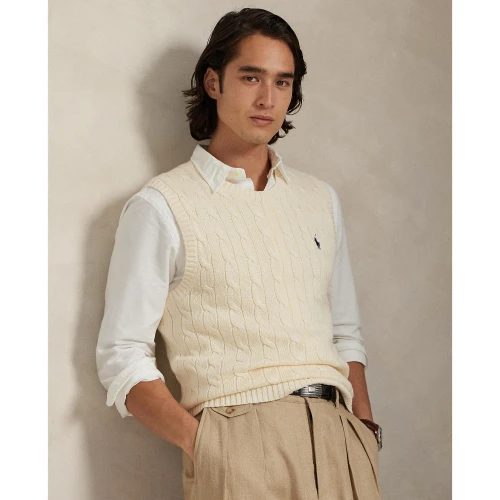 Ανδρικό Αμάνικο Πλεκτό Γιλέκο Polo Ralph Lauren με Σχέδιο Cable Knit