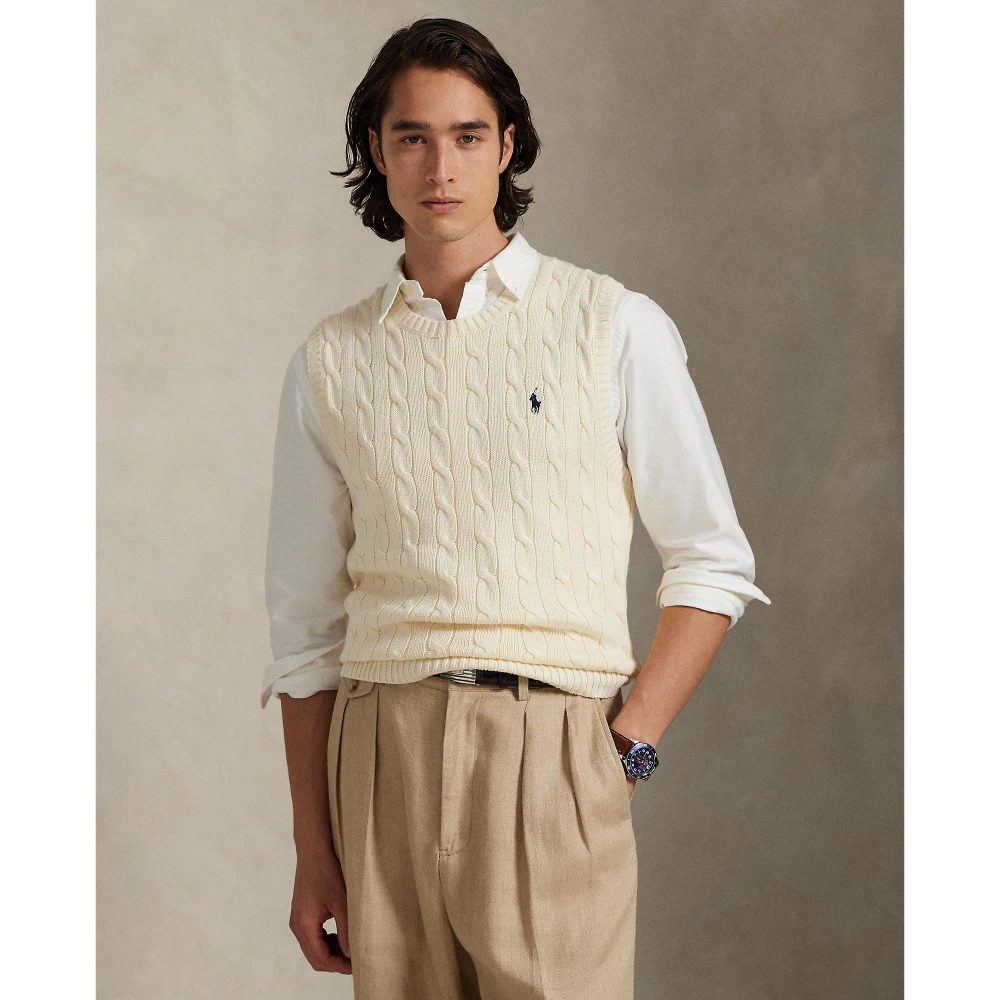 Ανδρικό Αμάνικο Πλεκτό Γιλέκο Polo Ralph Lauren με Σχέδιο Cable Knit