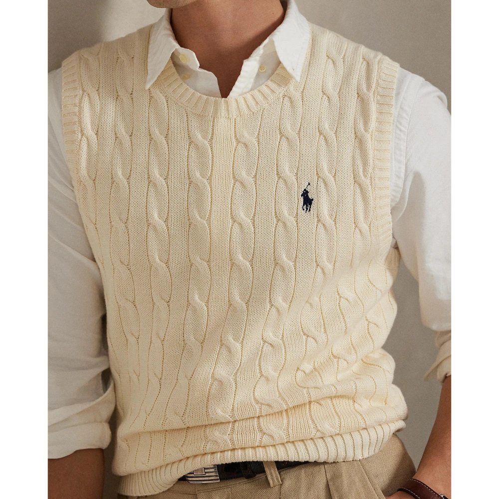Ανδρικό Αμάνικο Πλεκτό Γιλέκο Polo Ralph Lauren με Σχέδιο Cable Knit