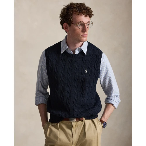 Men's Sleeveless Cable Knit Sweater Vest Polo Ralph Lauren