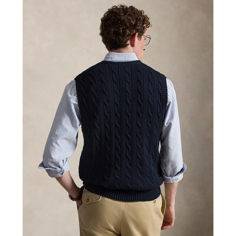 Ανδρικό Αμάνικο Πλεκτό Γιλέκο Polo Ralph Lauren με Σχέδιο Cable Knit
