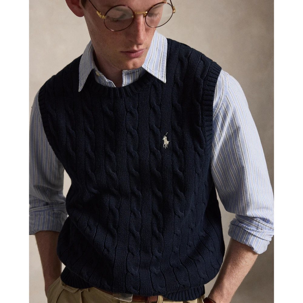 Ανδρικό Αμάνικο Πλεκτό Γιλέκο Polo Ralph Lauren με Σχέδιο Cable Knit