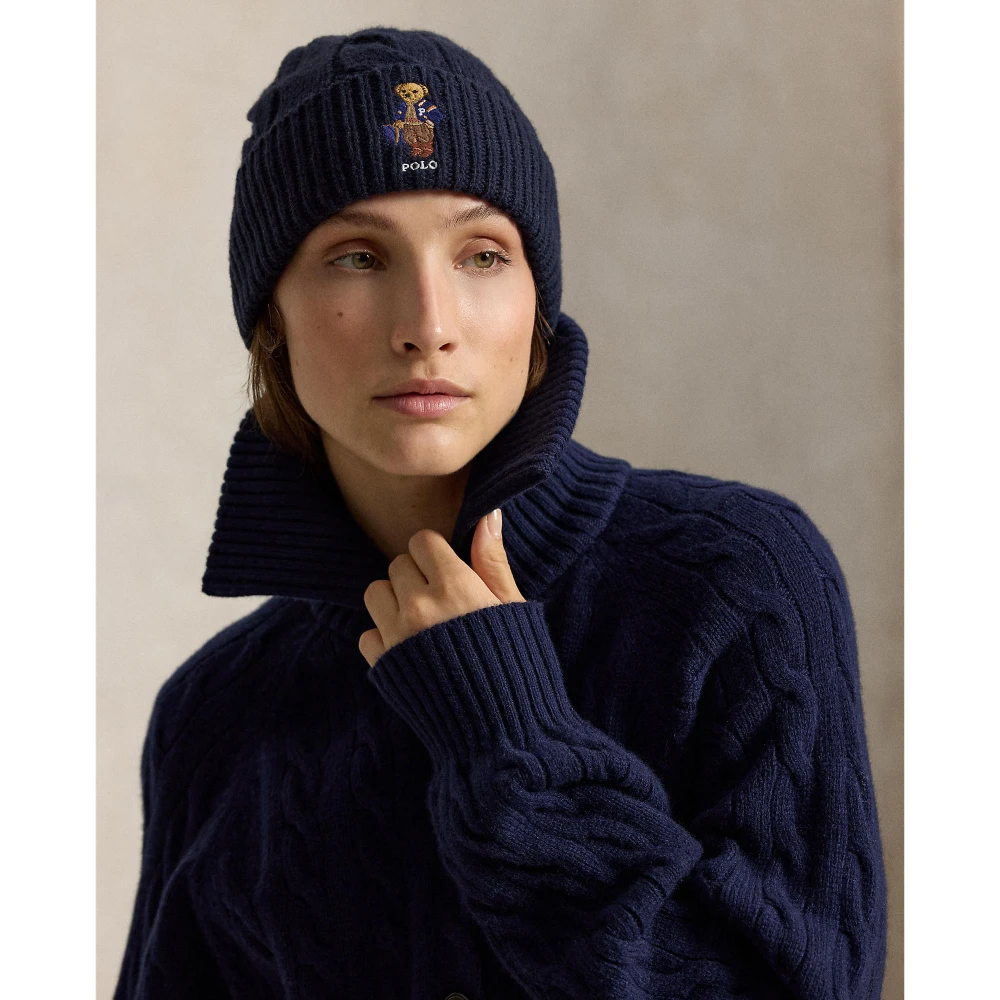 Γυναικείος Πλεκτός Σκούφος Polo Ralph Lauren με Σχέδιο Polo Bear