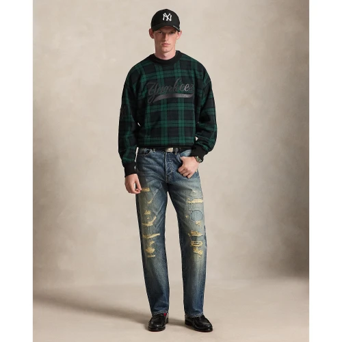 Ανδρικό Πλεκτό Πουλόβερ Polo Ralph Lauren με Καρό Σχέδιο και Κέντημα Yankees