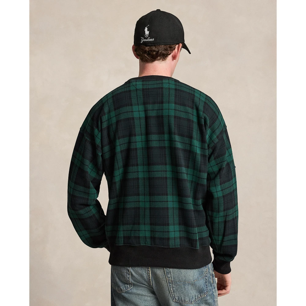 Ανδρικό Πλεκτό Πουλόβερ Polo Ralph Lauren με Καρό Σχέδιο και Κέντημα Yankees