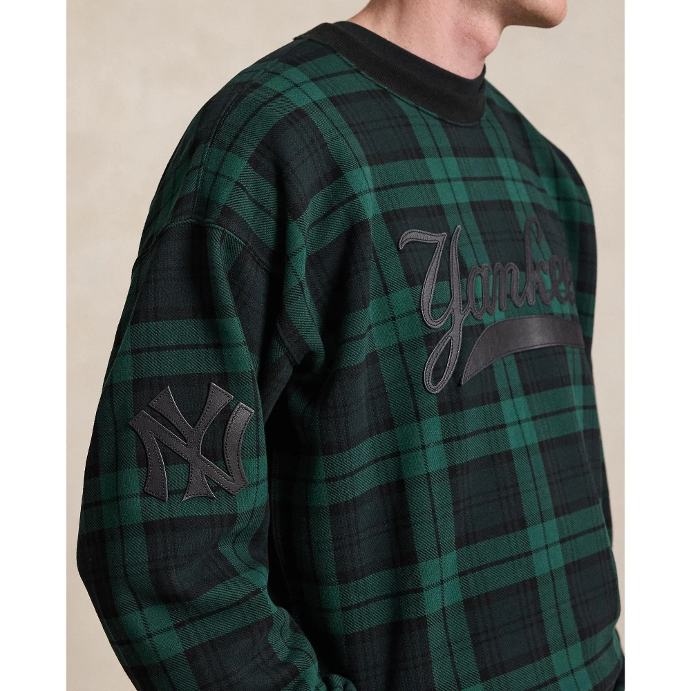 Ανδρικό Πλεκτό Πουλόβερ Polo Ralph Lauren με Καρό Σχέδιο και Κέντημα Yankees
