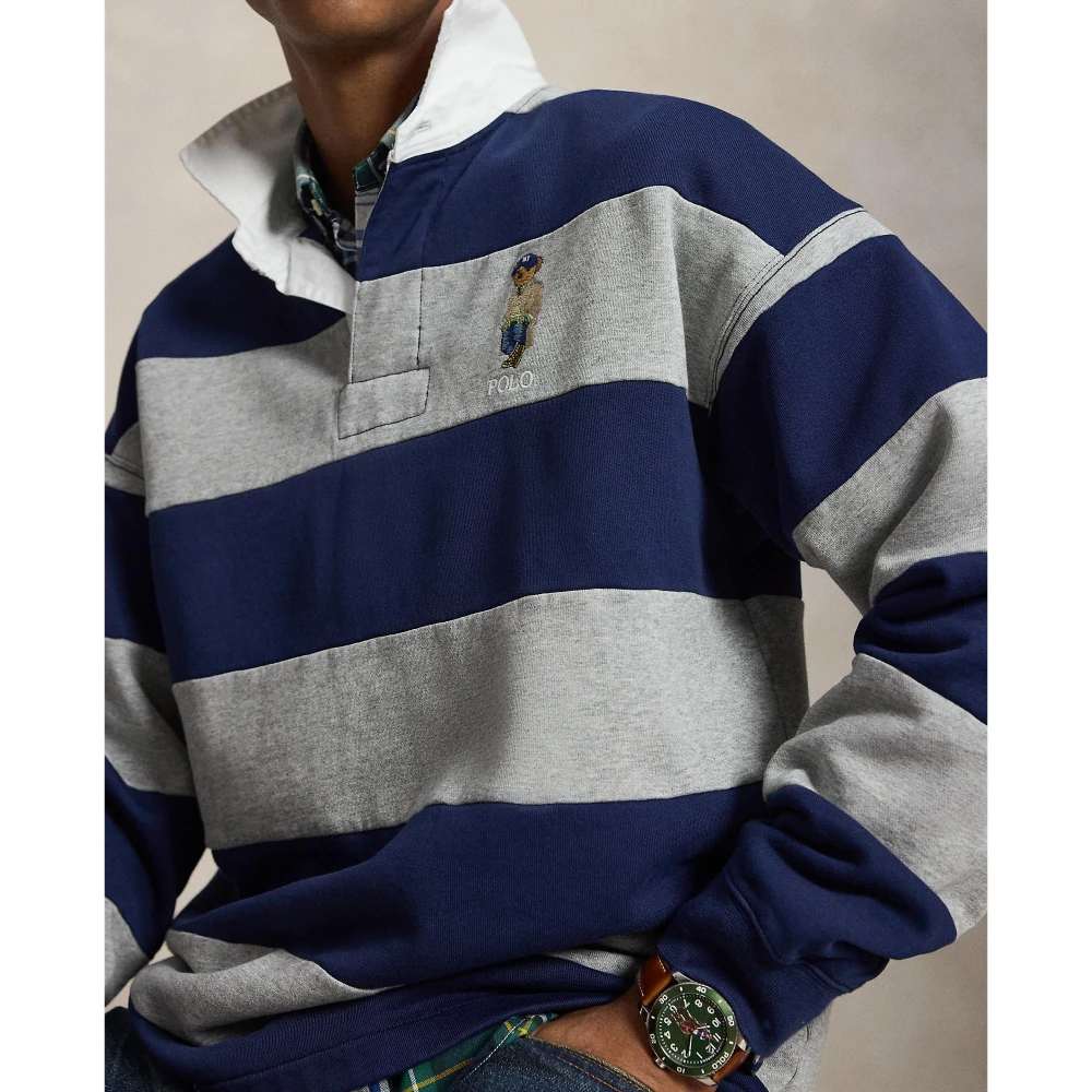 Men's Striped Rugby Pullover Polo Ralph Lauren with Polo Bear