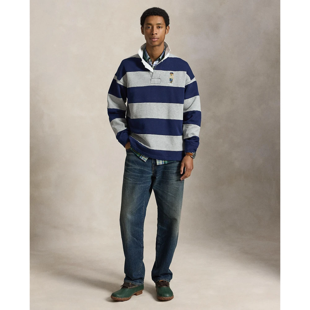 Men's Striped Rugby Pullover Polo Ralph Lauren with Polo Bear