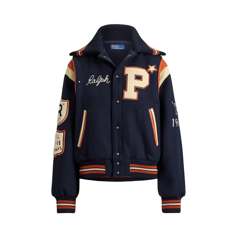 Γυναικείο Μπουφάν Bomber Polo Ralph Lauren με Δερμάτινες Λεπτομέρειες και Απλικέ