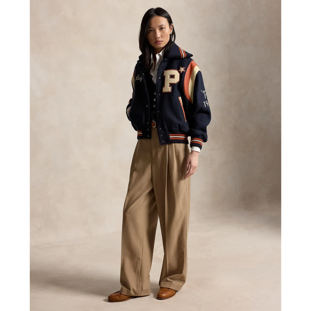 Γυναικείο Μπουφάν Bomber Polo Ralph Lauren με Δερμάτινες Λεπτομέρειες και Απλικέ