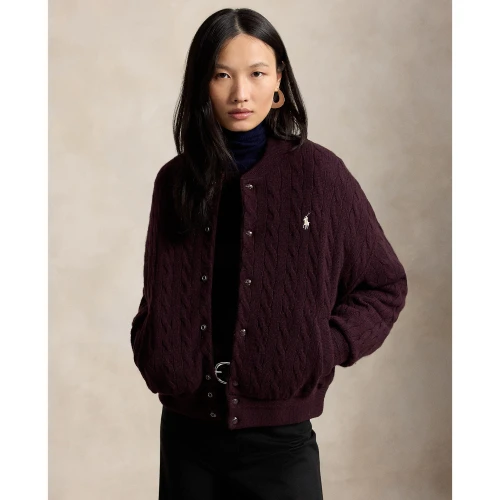 Women's Cable Knit Sweater Bomber Polo Ralph Lauren