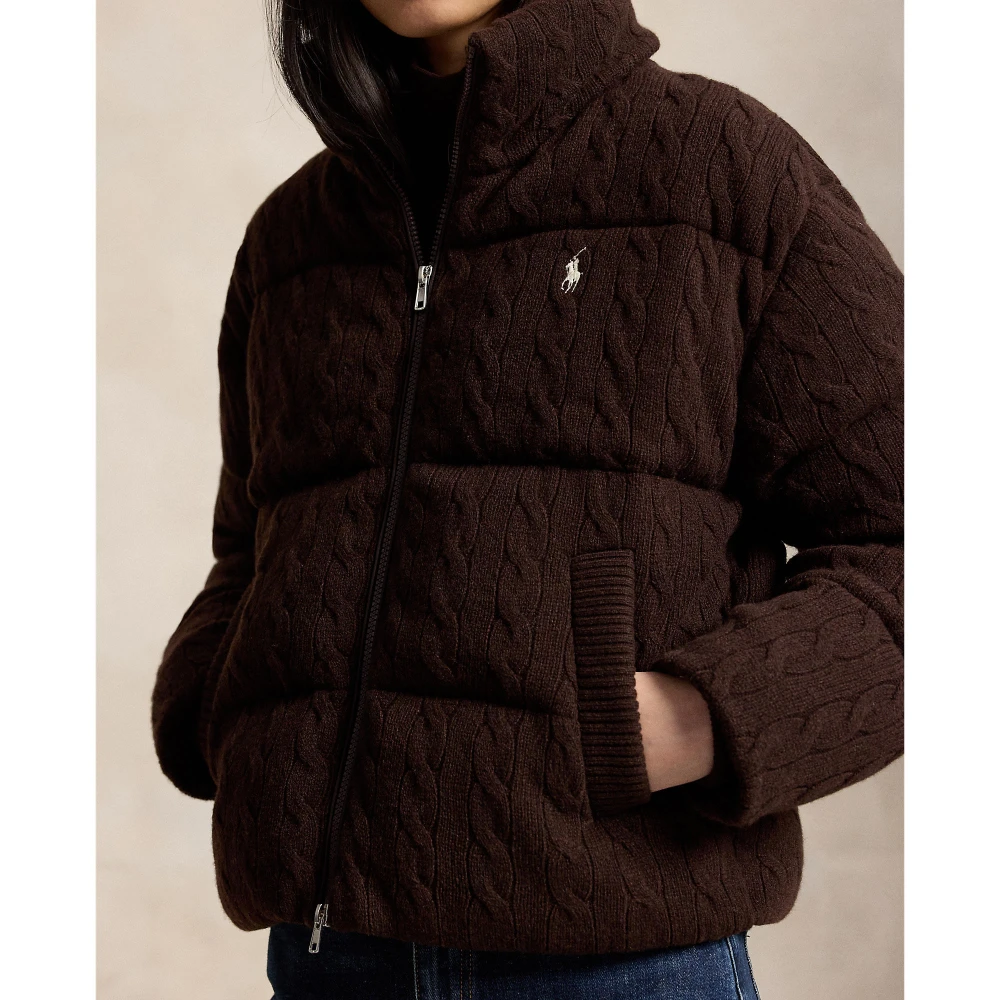 Γυναικείο Πλεκτό Μπουφάν Puffer με Σχέδιο Cable Knit Polo Ralph Lauren