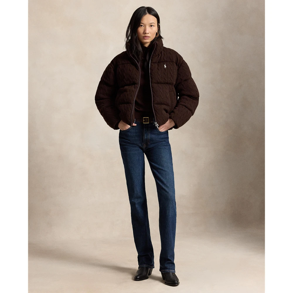 Γυναικείο Πλεκτό Μπουφάν Puffer με Σχέδιο Cable Knit Polo Ralph Lauren