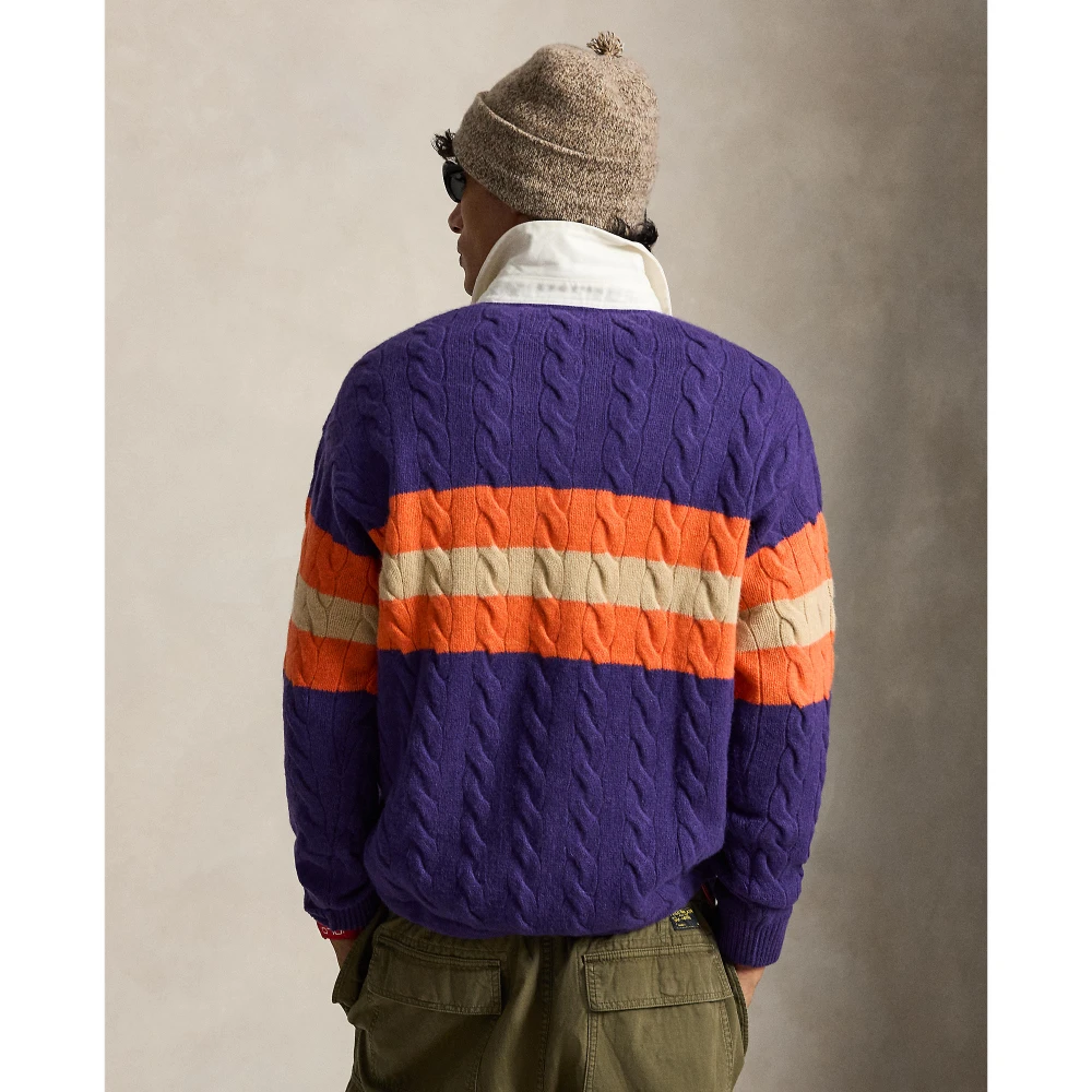 Ανδρικό Πλεκτό Πουλόβερ με Σχέδιο Cable Knit και Ριγέ Λεπτομέρειες Polo Ralph Lauren