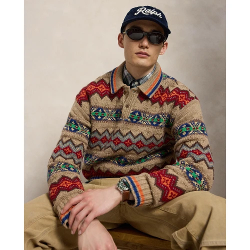 Ανδρικό Πλεκτό Πουλόβερ Polo Ralph Lauren με Γιακά και Σχέδιο Fair Isle