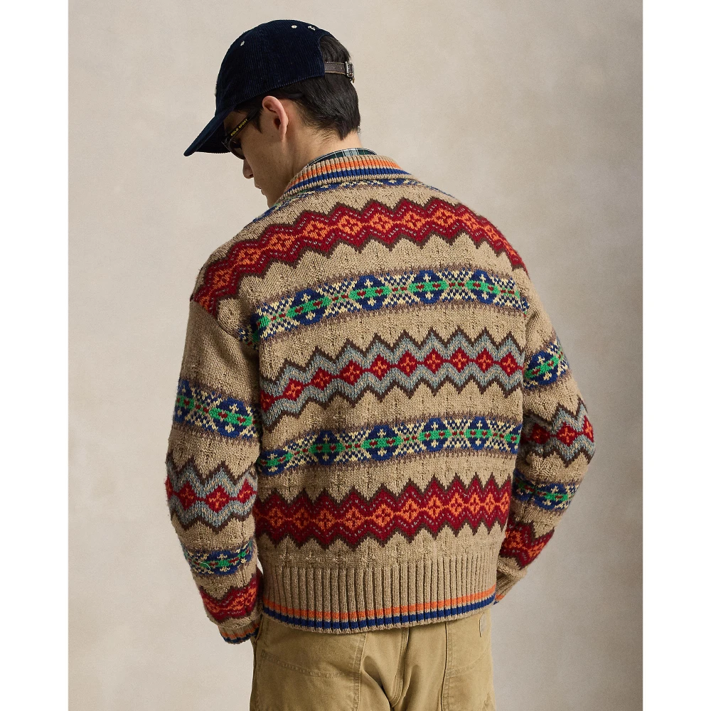 Men's Knit Pullover Polo Ralph Lauren with Collar and Fair Isle Pattern