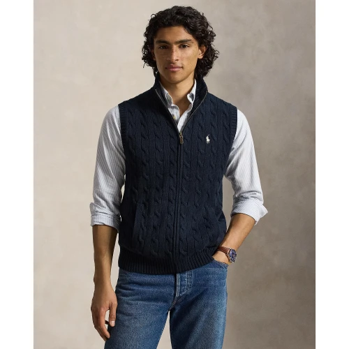 Ανδρικό Πλεκτό Γιλέκο Polo Ralph Lauren με Σχέδιο Cable Knit και Φερμουάρ