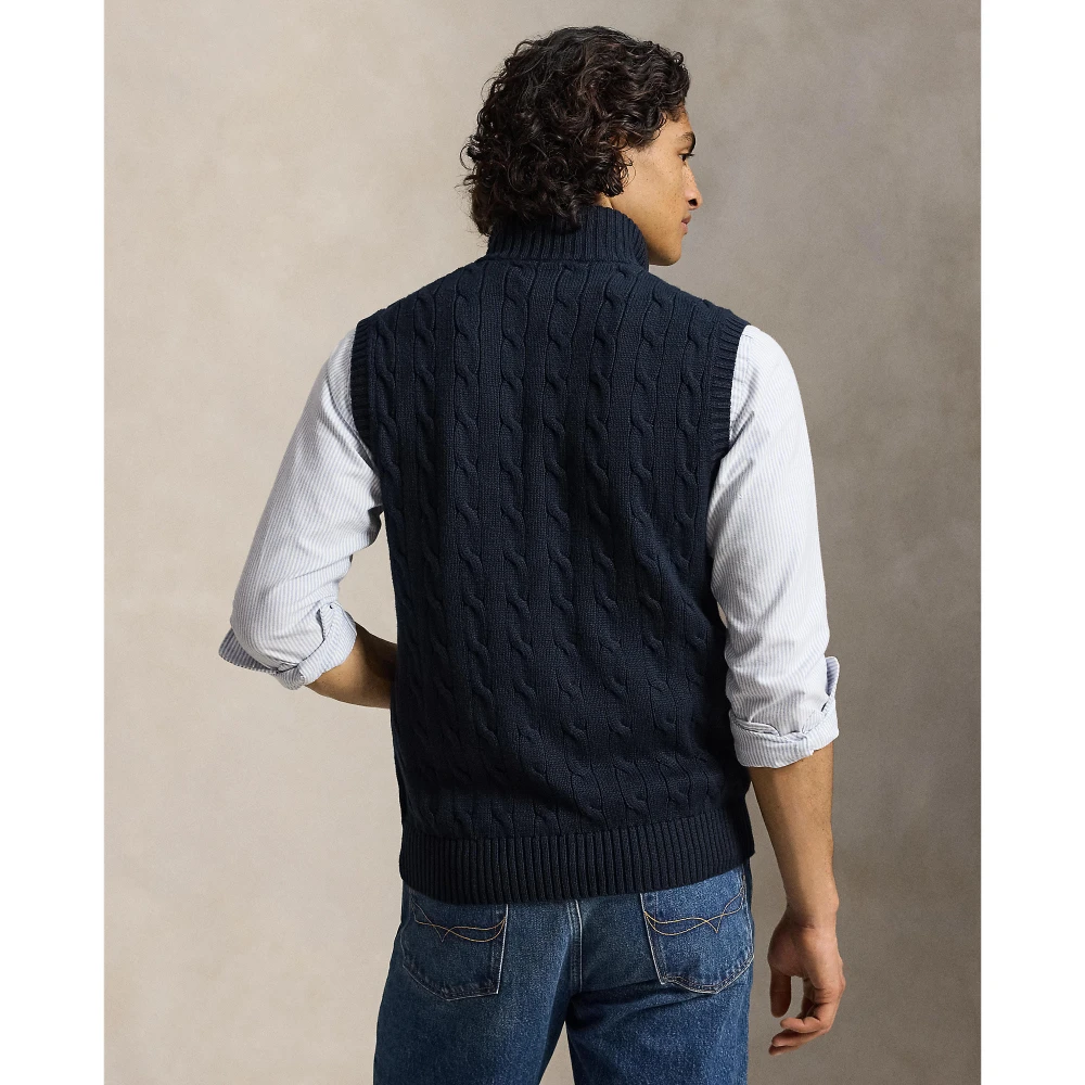 Ανδρικό Πλεκτό Γιλέκο Polo Ralph Lauren με Σχέδιο Cable Knit και Φερμουάρ